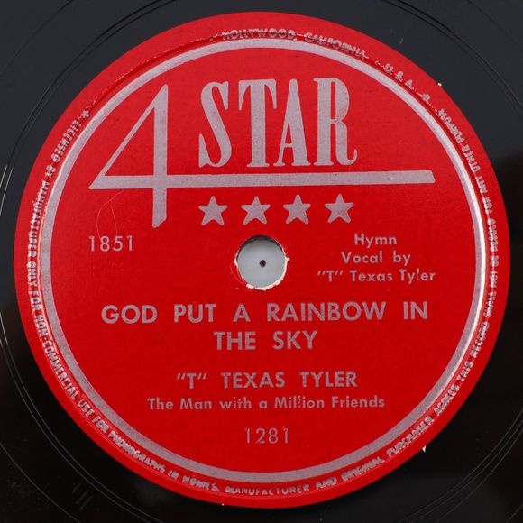 "T" Texas Tyler, God Put A Rainbow In The Sky 1948 78 rpm 10" Record 4-Star 1281 - Picture 1 of 12